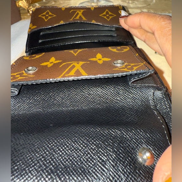 🔥AUTHENTIC LOUIS VUITTON BROWN TRI-FOLD CANVAS COMPACT WALLET W/SILVER CHAIN - Picture 13 of 16